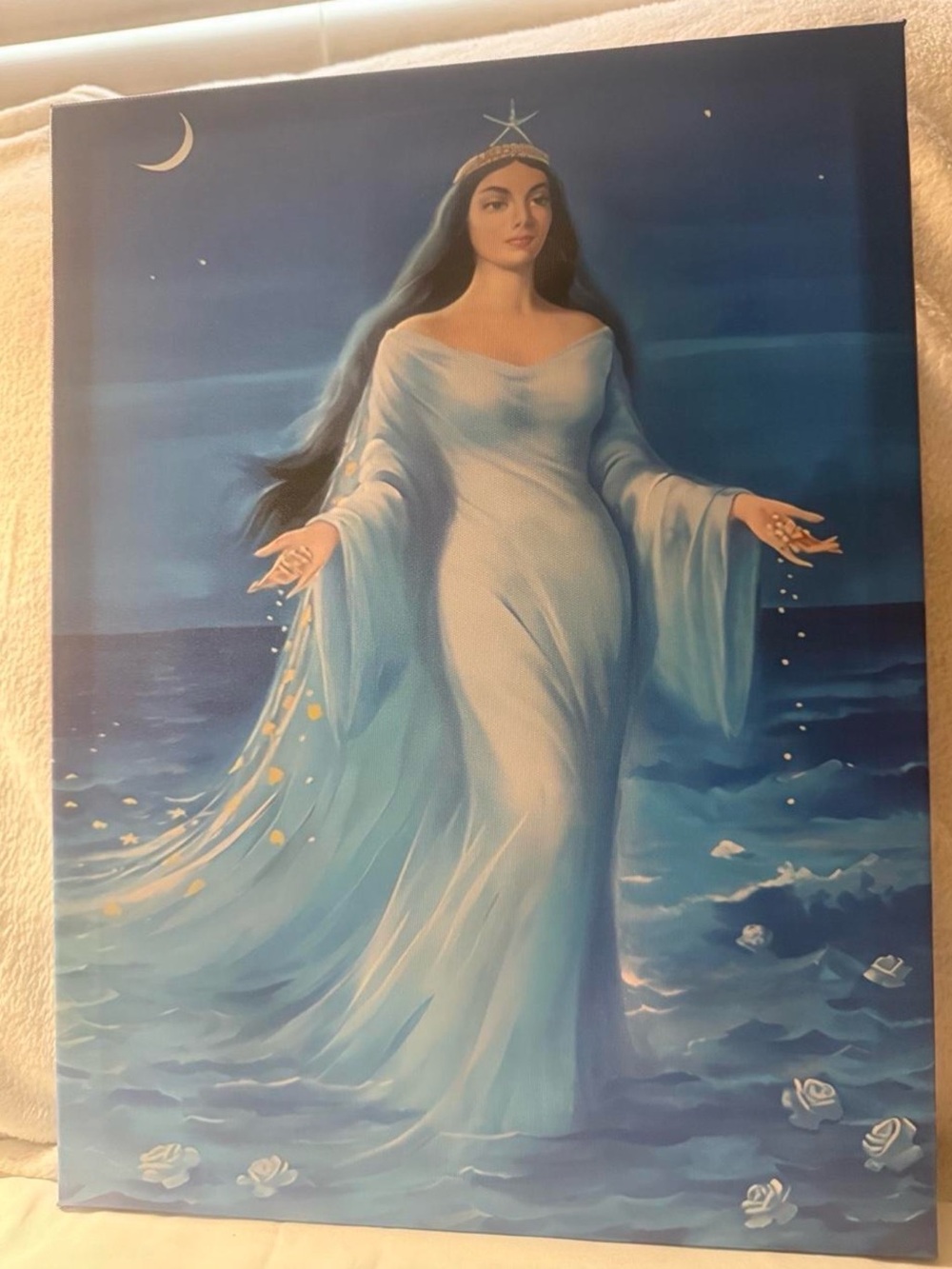 Yemaya Blue Goddess of the ocean. Wall Art Canvas - Elegant Oceanic Figure
